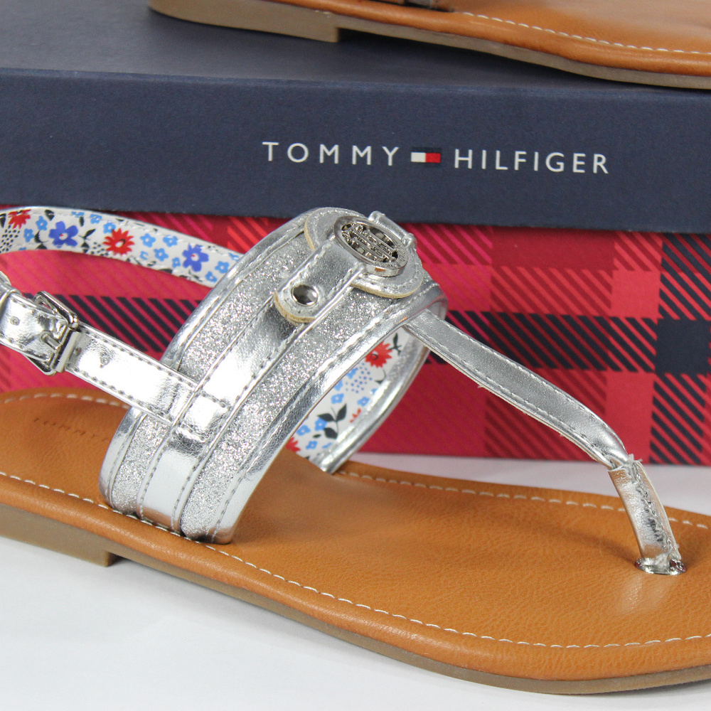 Girls Silver Thong Sandals